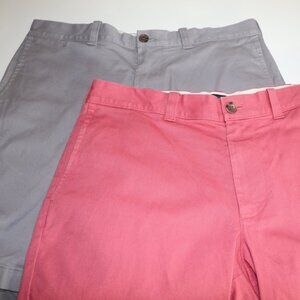 Lot of 2 J Crew 9 Inch Chino Shorts Grey Pink Size 32 Classic